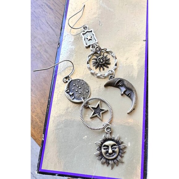 Celestial Star Moon Sun Earrings Dangle Hooks Astrology Eclectic Mismatched New - Picture 11 of 12